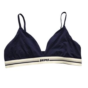 Skims Fits Everybody Logo Triangle Bralette Bra Navy Blue Meduim NWOT